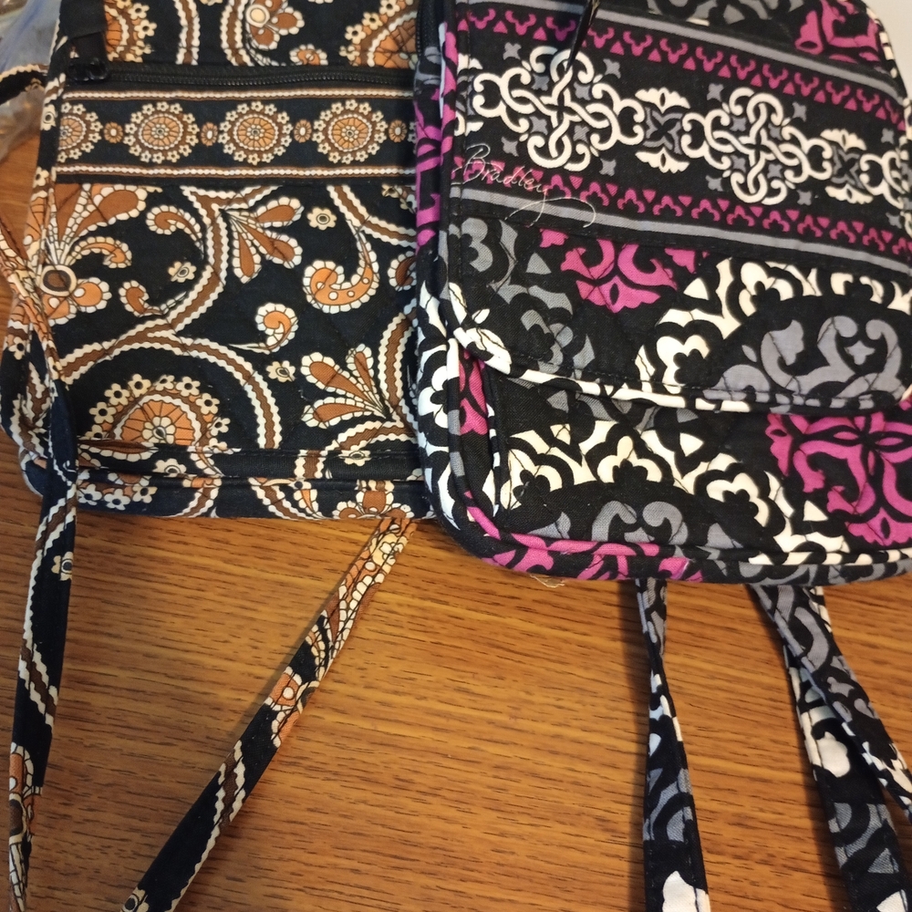 Quilted Crossbody Bags — Black with Pink & Tan Pattern